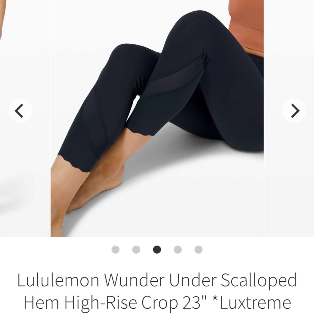 Lululemon Athletica Black Wunder Under Scalloped Hem Leggings